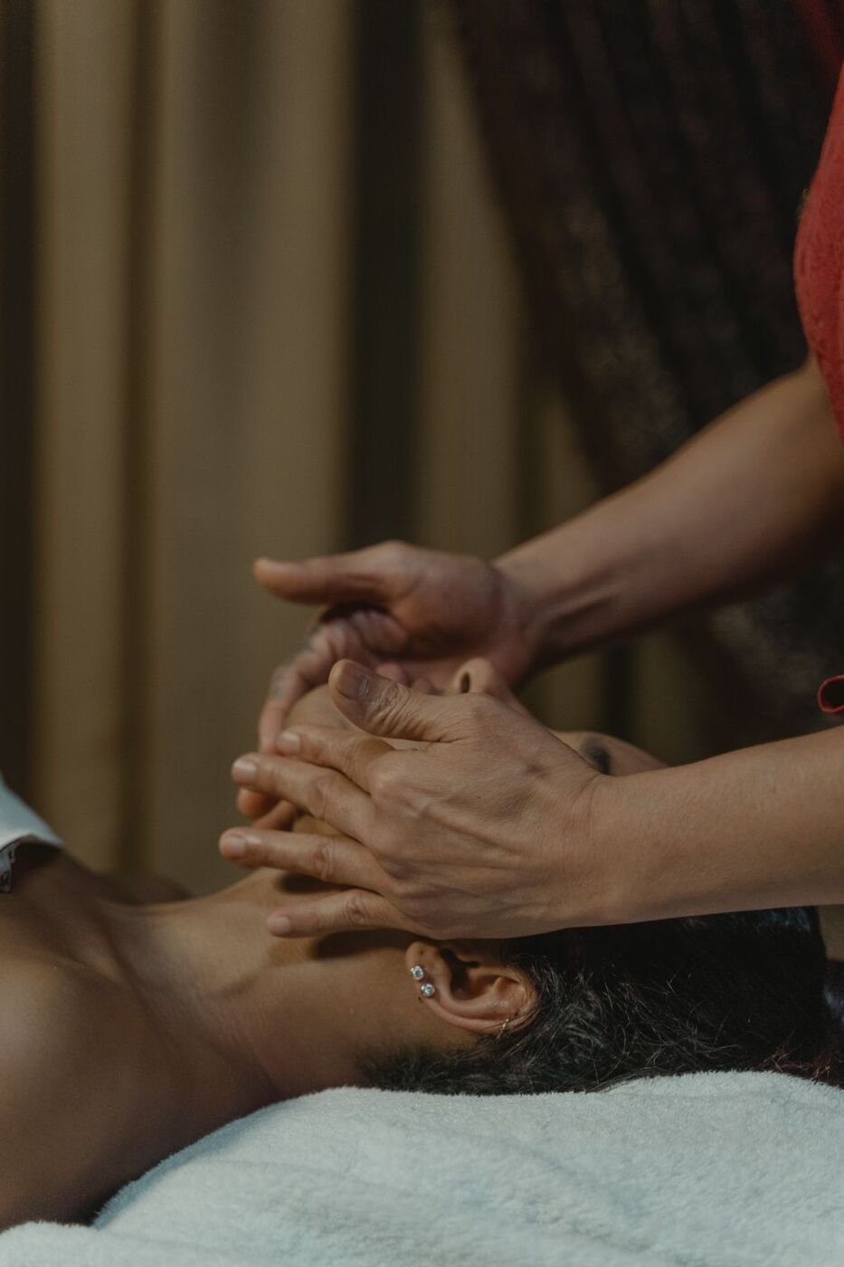 Close-up of a massage therapy treatment