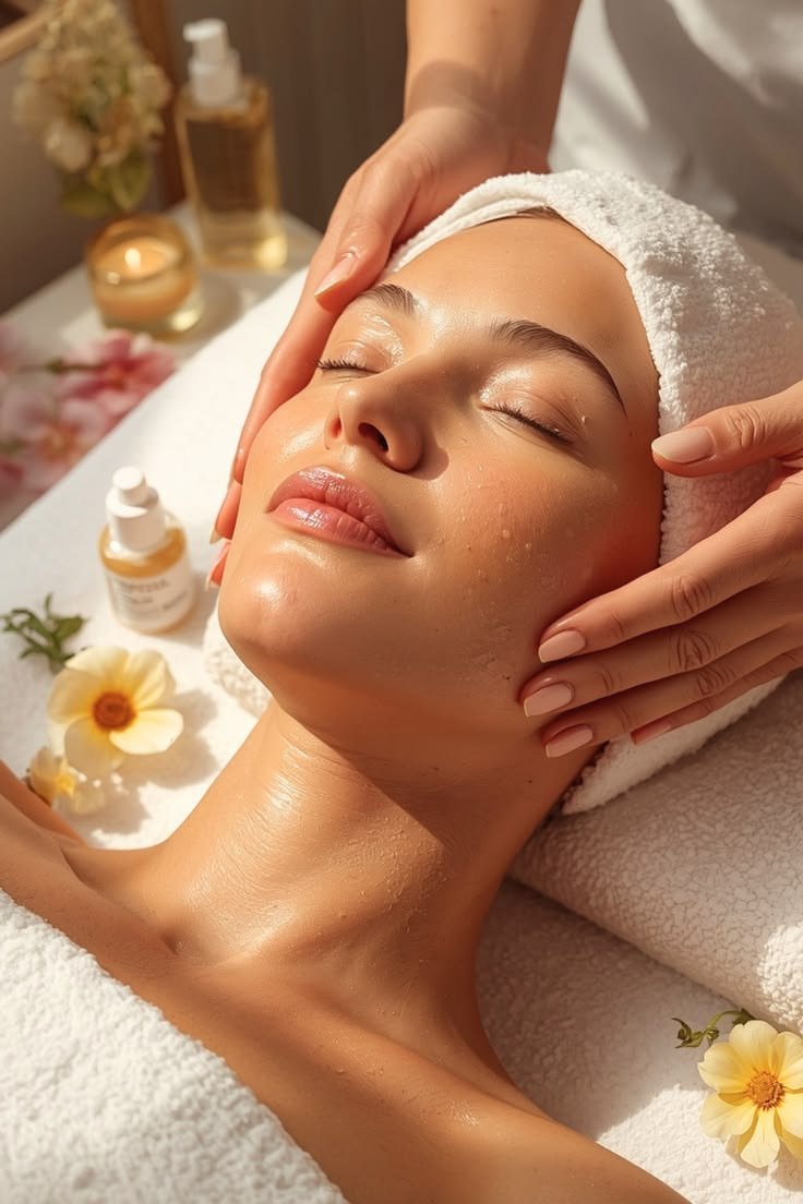 Facial skincare treatment at Aura Beauty Care and Massage